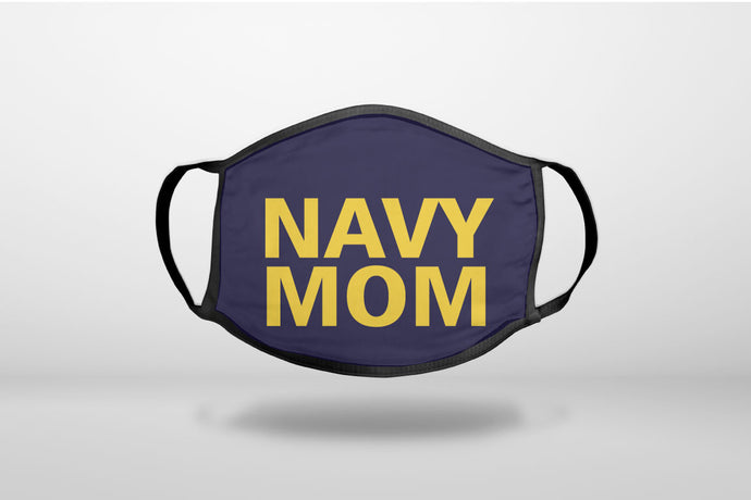 Yellow Navy Mom - 3-Ply Reusable Soft Face Mask Covering, Unisex, Cotton Inner Layer