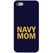 DistinctInk® Hard Plastic Snap-On Case for Apple iPhone or Samsung Galaxy - Yellow Navy Mom