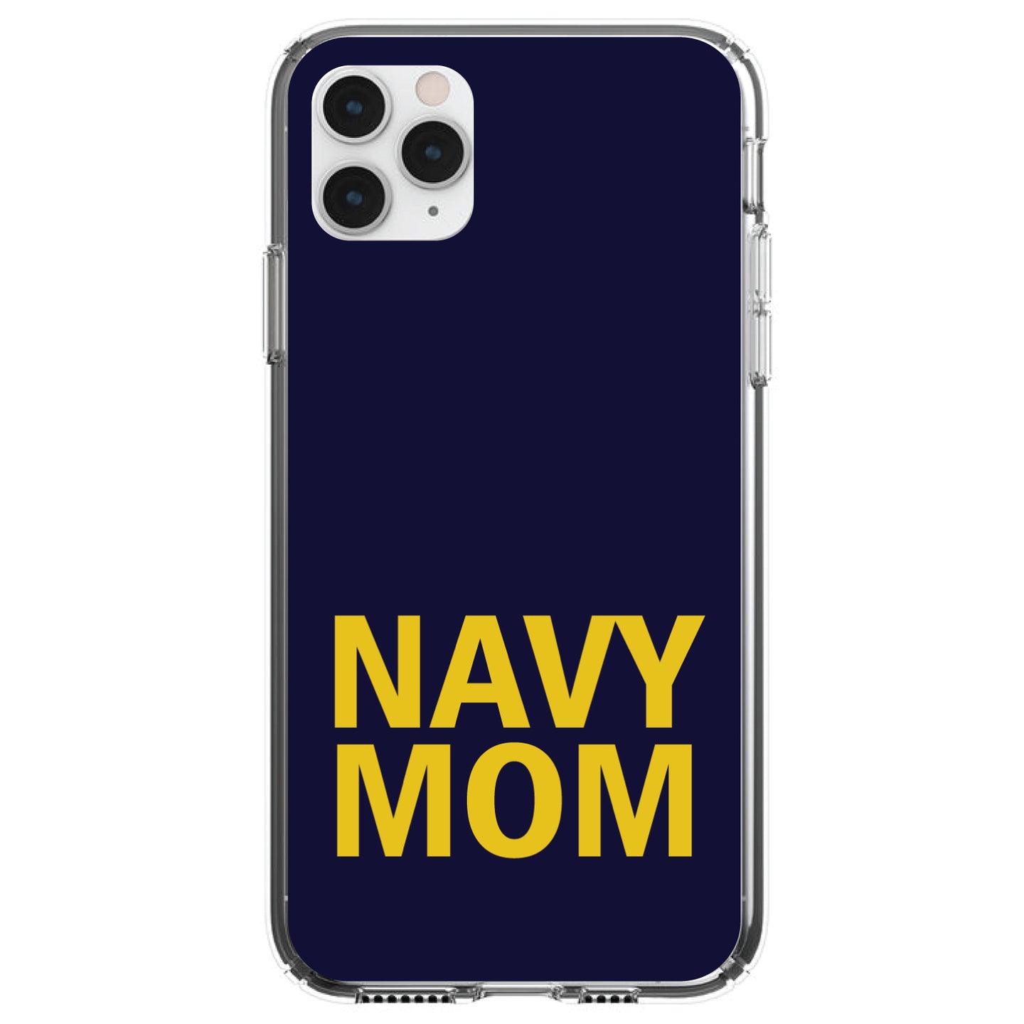 DistinctInk® Clear Shockproof Hybrid Case for Apple iPhone / Samsung Galaxy / Google Pixel - Yellow Navy Mom