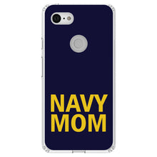 DistinctInk® Clear Shockproof Hybrid Case for Apple iPhone / Samsung Galaxy / Google Pixel - Yellow Navy Mom