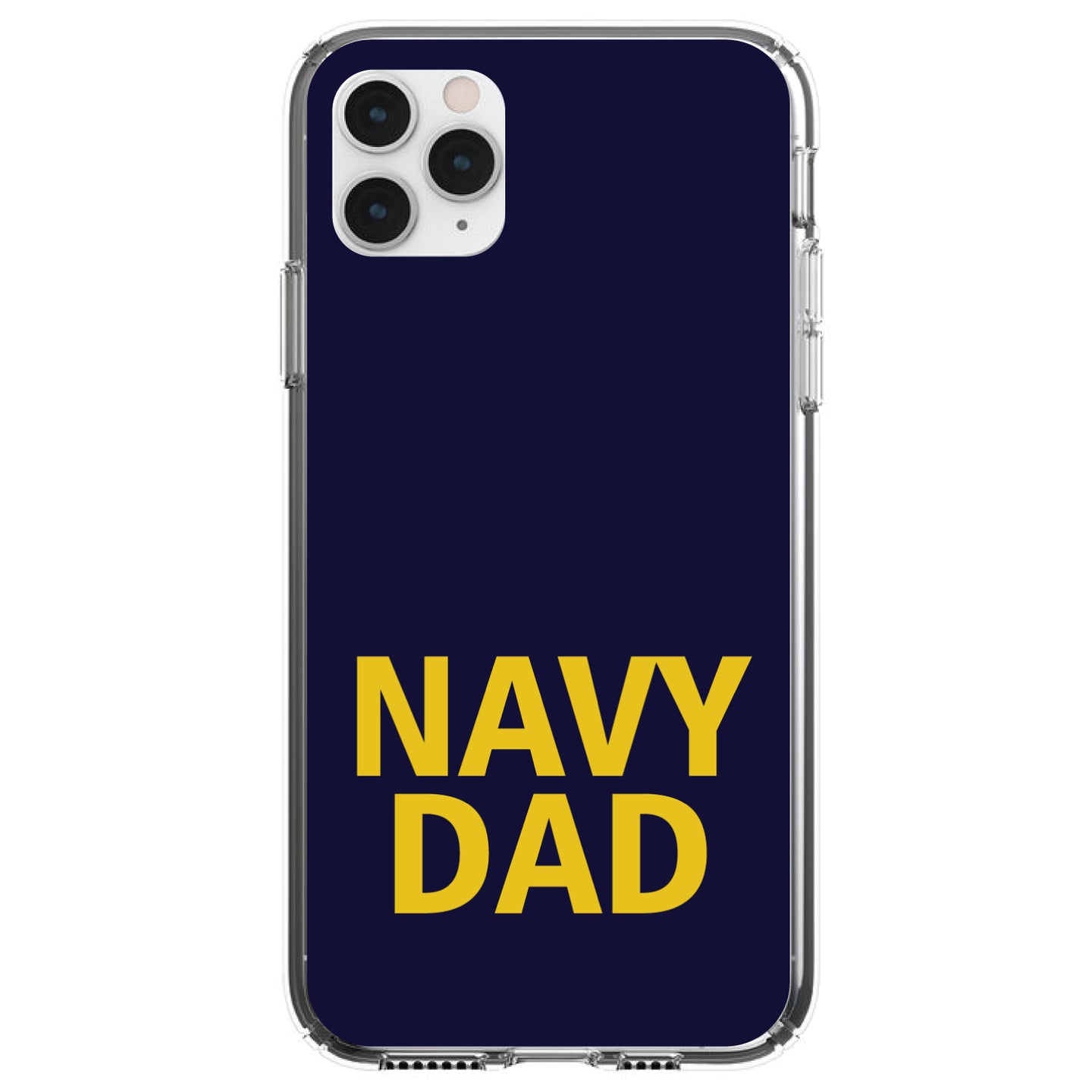 DistinctInk® Clear Shockproof Hybrid Case for Apple iPhone / Samsung Galaxy / Google Pixel - Yellow Navy Dad