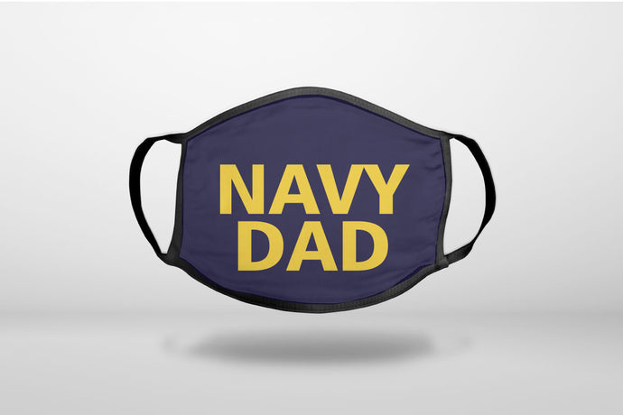 Yellow Navy Dad - 3-Ply Reusable Soft Face Mask Covering, Unisex, Cotton Inner Layer