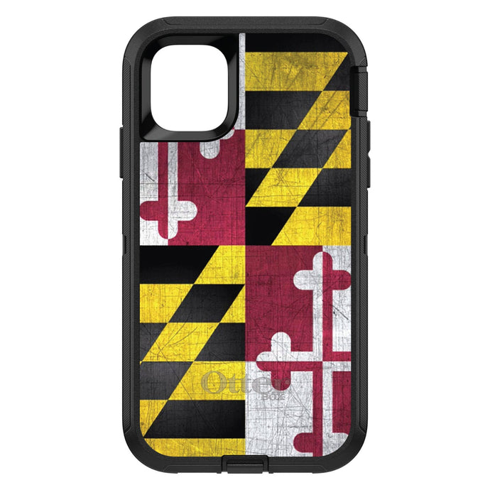 DistinctInk™ OtterBox Defender Series Case for Apple iPhone / Samsung Galaxy / Google Pixel - Old Weather Maryland Flag