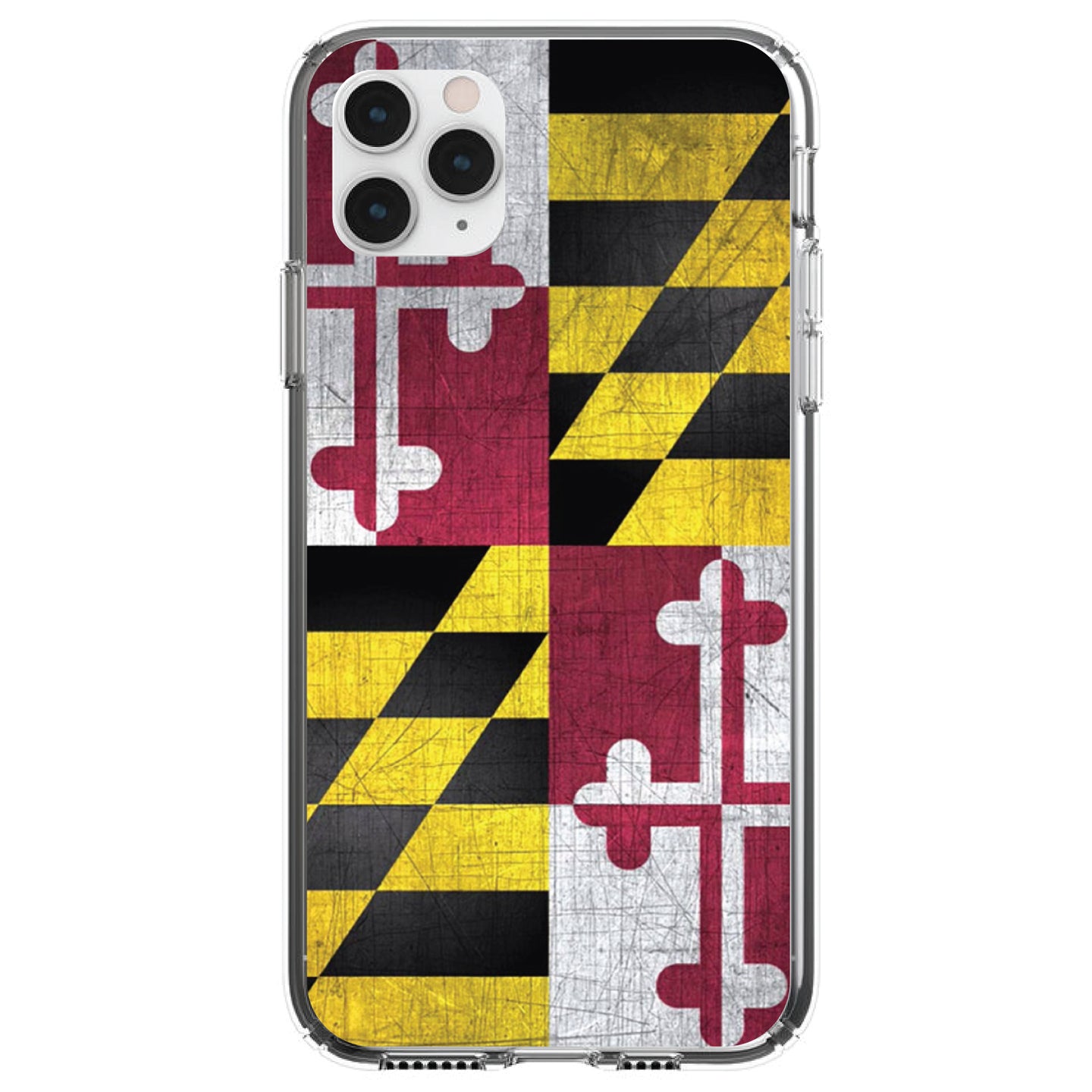 DistinctInk® Clear Shockproof Hybrid Case for Apple iPhone / Samsung Galaxy / Google Pixel - Old Weather Maryland Flag
