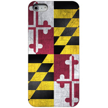 DistinctInk® Hard Plastic Snap-On Case for Apple iPhone or Samsung Galaxy - Old Weather Maryland Flag