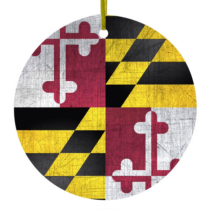 Old Weather Maryland Flag Ceramic Ornament
