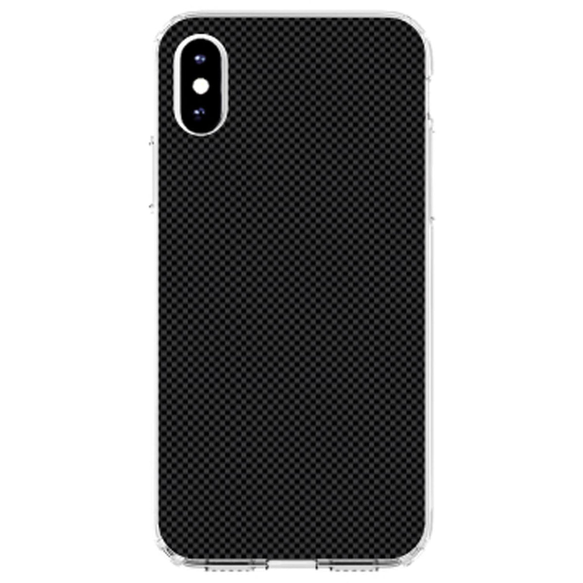 Black Grey Carbon Fiber Printed Design Clear Shockproof iPhone Case, view 3