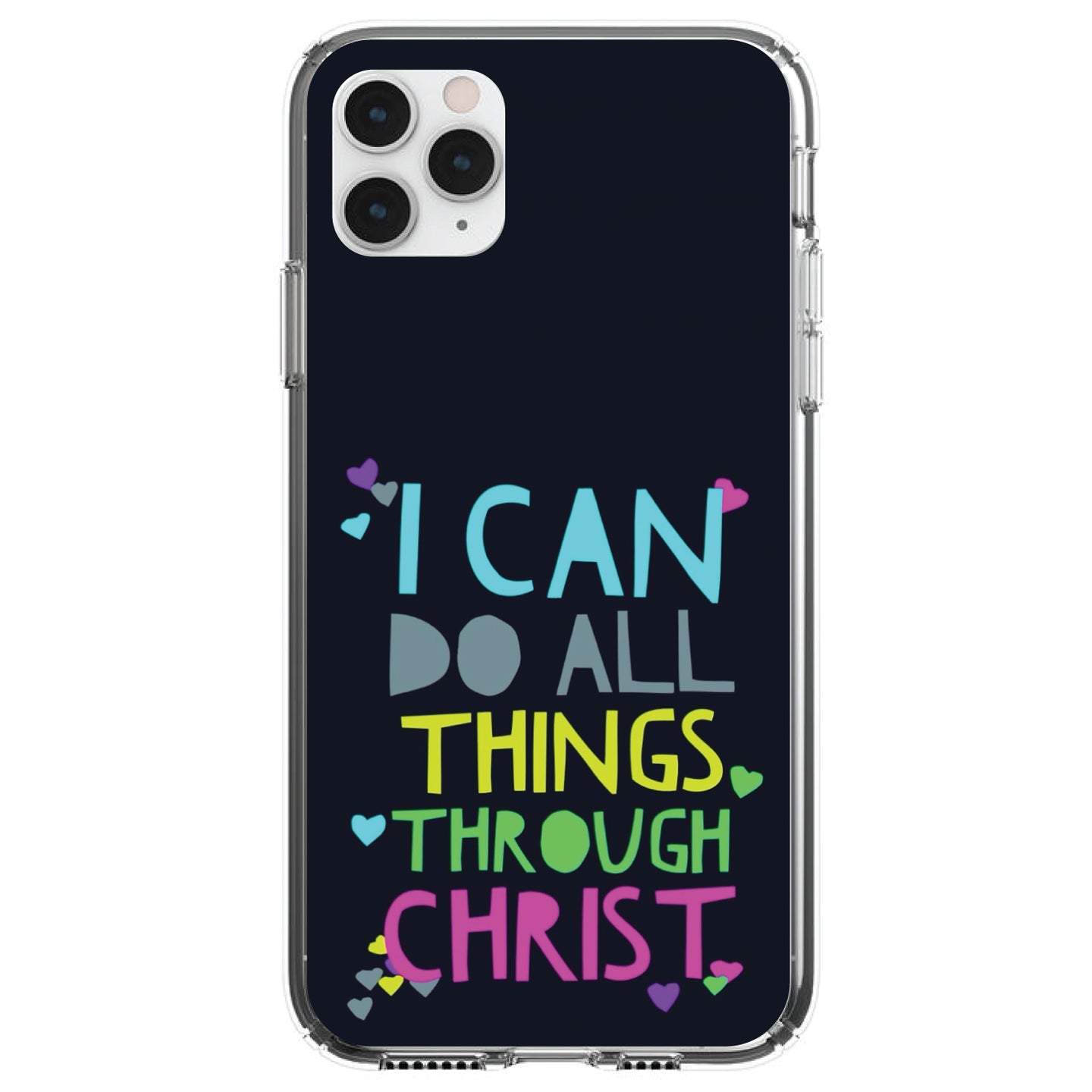 DistinctInk® Clear Shockproof Hybrid Case for Apple iPhone / Samsung Galaxy / Google Pixel - I Can Do All Things Through Christ