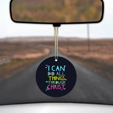 DistinctInk® Hanging Ceramic Christmas Tree Ornament with Gold String - Great Gift / Present - 2 3/4 inch Diameter - I Can Do All Things Through Christ