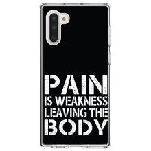 DistinctInk® Clear Shockproof Hybrid Case for Apple iPhone / Samsung Galaxy / Google Pixel - Pain is Weakness Leaving the Body