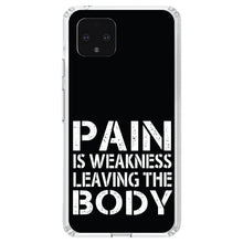 DistinctInk® Clear Shockproof Hybrid Case for Apple iPhone / Samsung Galaxy / Google Pixel - Pain is Weakness Leaving the Body
