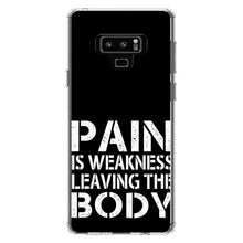 DistinctInk® Clear Shockproof Hybrid Case for Apple iPhone / Samsung Galaxy / Google Pixel - Pain is Weakness Leaving the Body