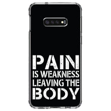 DistinctInk® Clear Shockproof Hybrid Case for Apple iPhone / Samsung Galaxy / Google Pixel - Pain is Weakness Leaving the Body