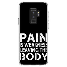 DistinctInk® Clear Shockproof Hybrid Case for Apple iPhone / Samsung Galaxy / Google Pixel - Pain is Weakness Leaving the Body
