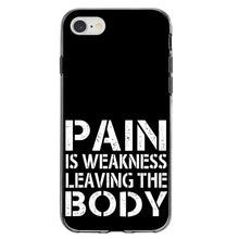 DistinctInk® Clear Shockproof Hybrid Case for Apple iPhone / Samsung Galaxy / Google Pixel - Pain is Weakness Leaving the Body