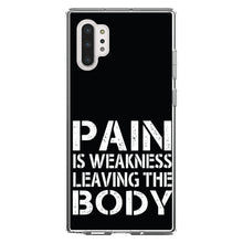 DistinctInk® Clear Shockproof Hybrid Case for Apple iPhone / Samsung Galaxy / Google Pixel - Pain is Weakness Leaving the Body