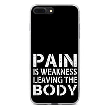 DistinctInk® Clear Shockproof Hybrid Case for Apple iPhone / Samsung Galaxy / Google Pixel - Pain is Weakness Leaving the Body