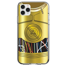 DistinctInk® Clear Shockproof Hybrid Case for Apple iPhone / Samsung Galaxy / Google Pixel - C3PO-inspired gold with wires