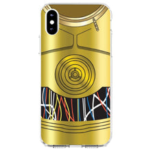 DistinctInk® Clear Shockproof Hybrid Case for Apple iPhone / Samsung Galaxy / Google Pixel - C3PO-inspired gold with wires