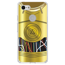 DistinctInk® Clear Shockproof Hybrid Case for Apple iPhone / Samsung Galaxy / Google Pixel - C3PO-inspired gold with wires