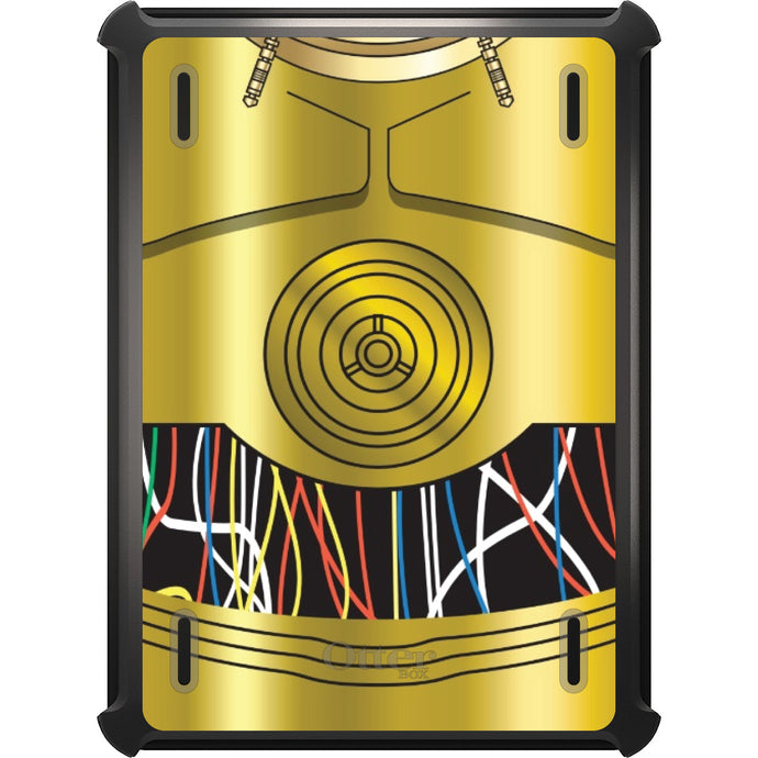 DistinctInk™ OtterBox Defender Series Case for Apple iPad / iPad Pro / iPad Air / iPad Mini - C3PO-inspired gold with wires