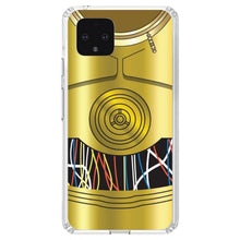 DistinctInk® Clear Shockproof Hybrid Case for Apple iPhone / Samsung Galaxy / Google Pixel - C3PO-inspired gold with wires