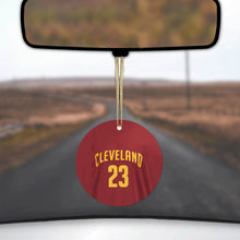DistinctInk® Hanging Ceramic Christmas Tree Ornament with Gold String - Great Gift / Present - 2 3/4 inch Diameter - Cleveland 23 Jersey