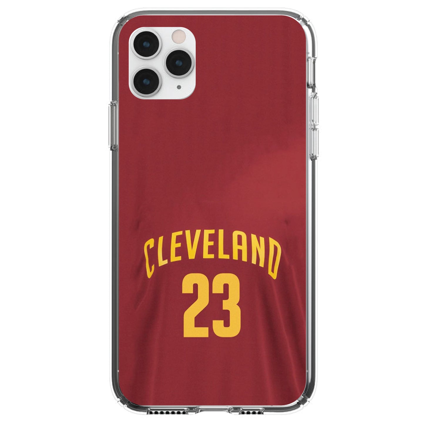 DistinctInk® Clear Shockproof Hybrid Case for Apple iPhone / Samsung Galaxy / Google Pixel - Cleveland 23 Jersey