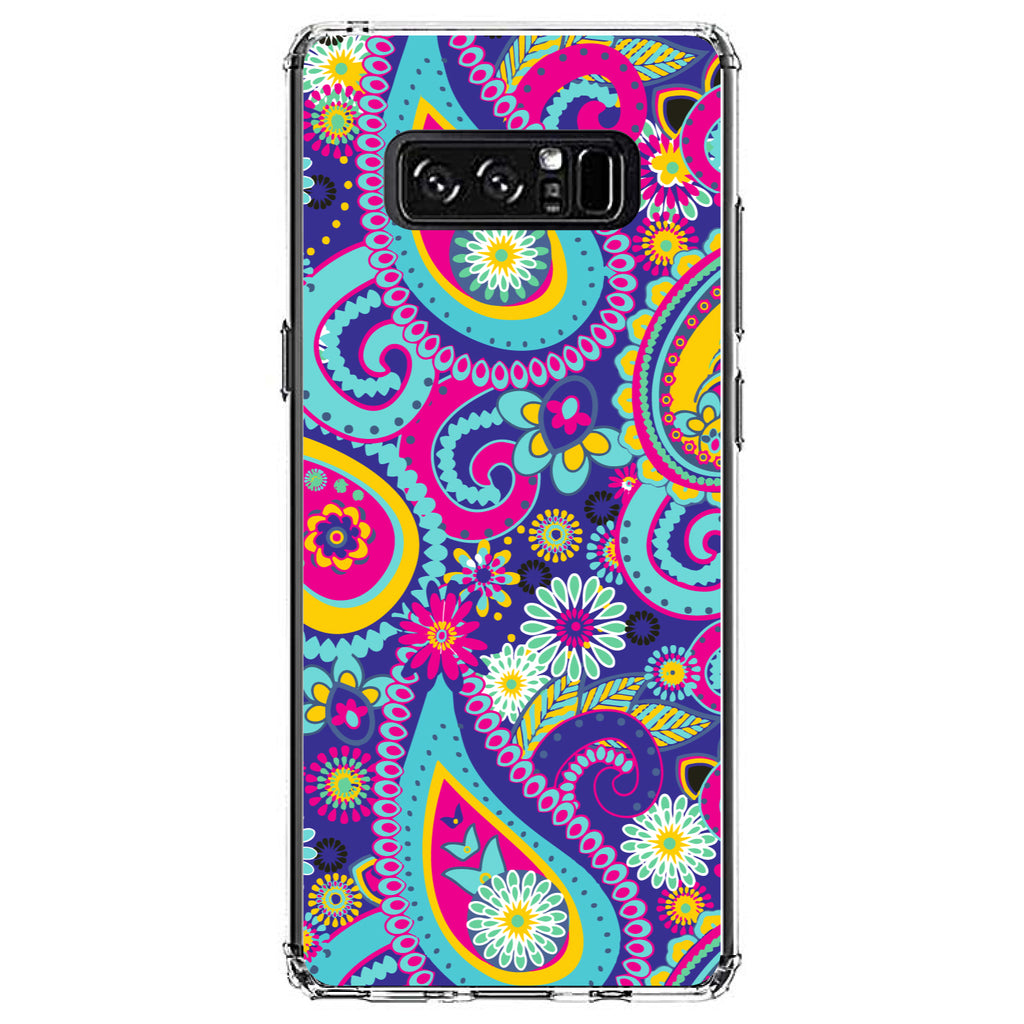 Hot Blue Yellow Pink Paisley Clear Shockproof iPhone Case, view 12