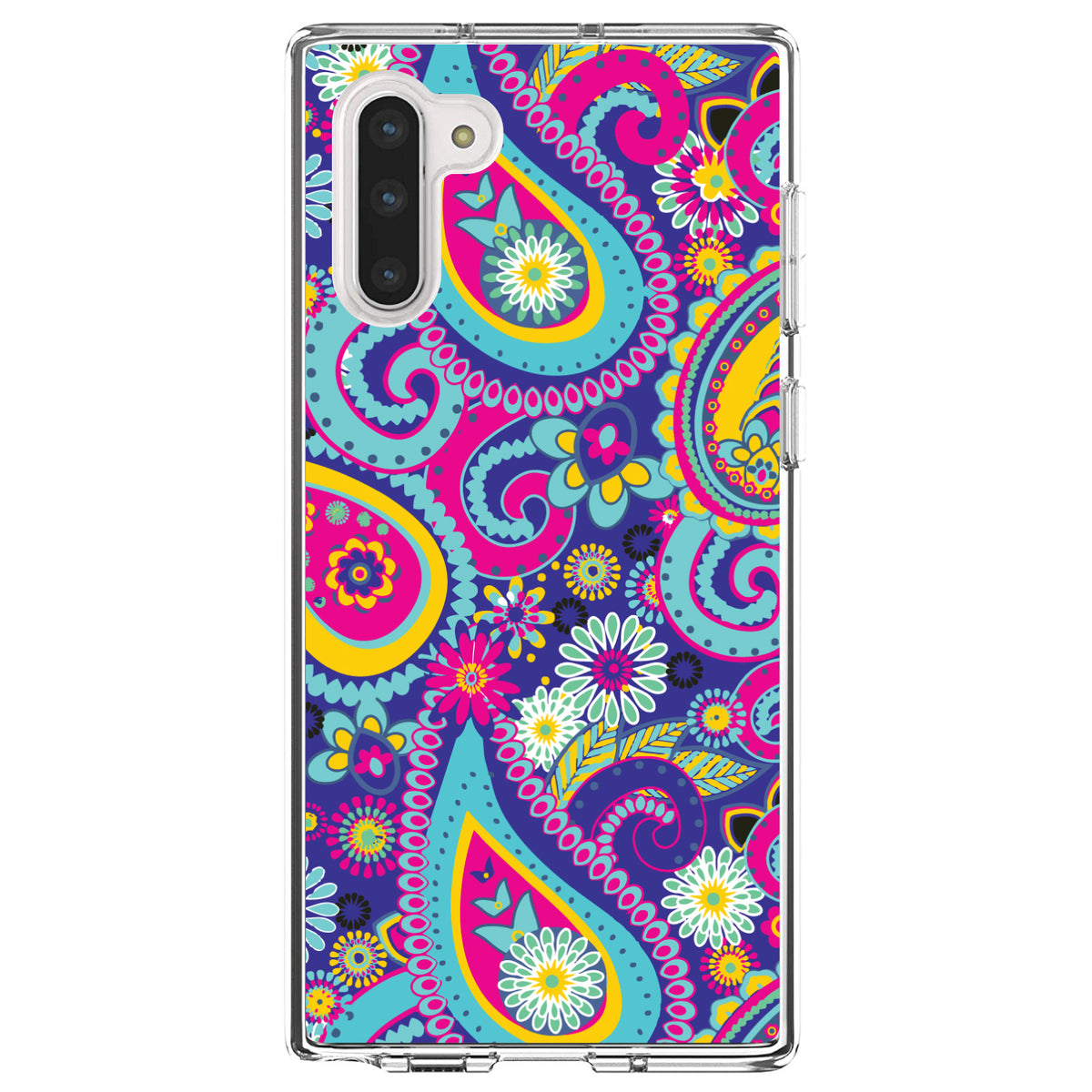 Hot Blue Yellow Pink Paisley Clear Shockproof iPhone Case, view 9