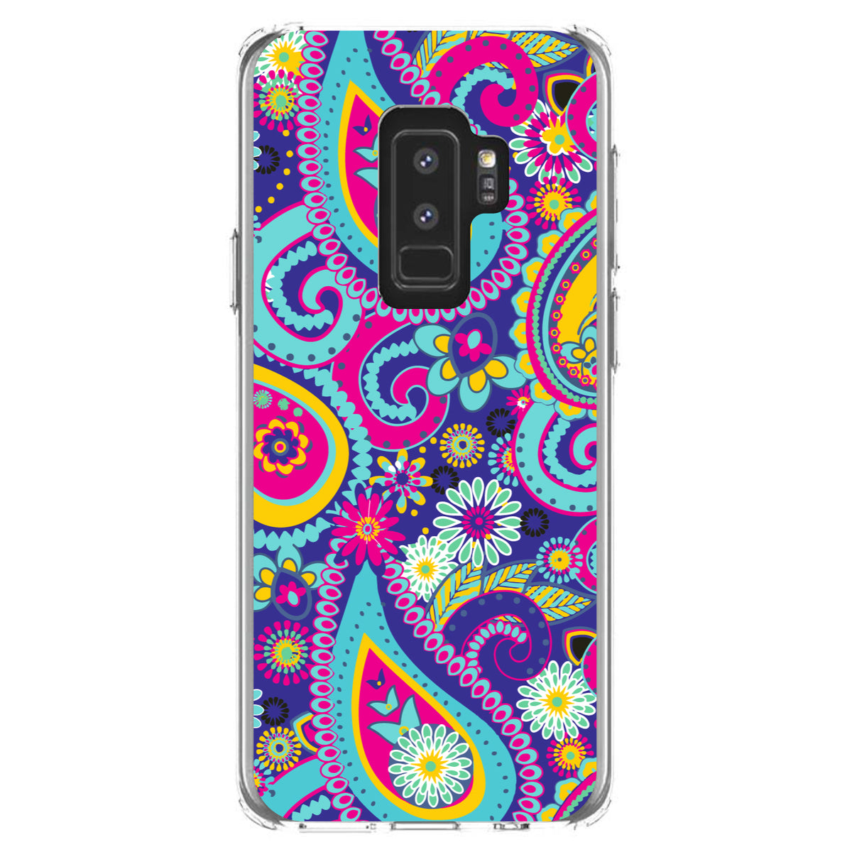 Hot Blue Yellow Pink Paisley Clear Shockproof iPhone Case, view 20