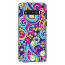 DistinctInk® Clear Shockproof Hybrid Case for Apple iPhone / Samsung Galaxy / Google Pixel - Hot Blue Yellow Pink Paisley