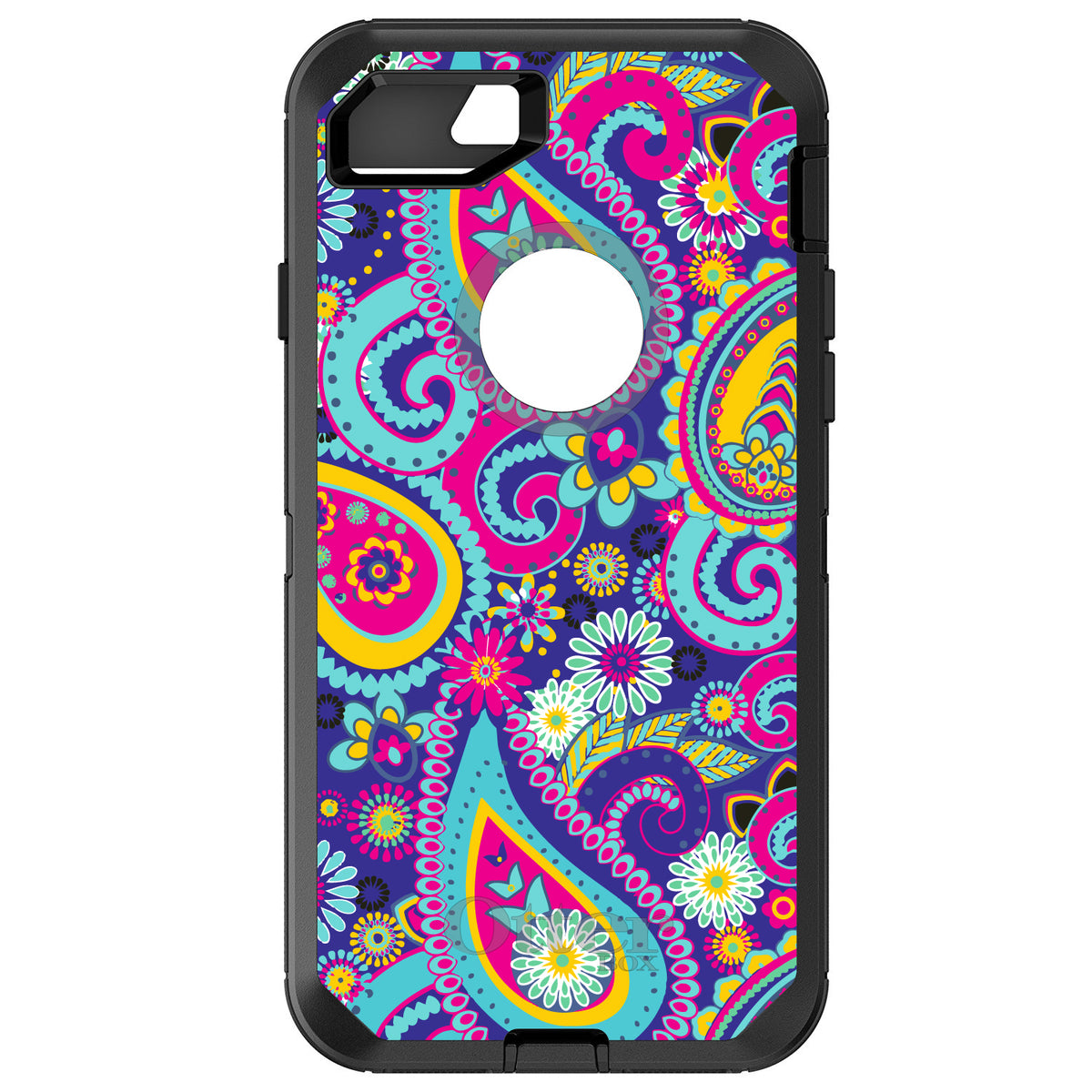 Hot Blue Yellow Pink Paisley OtterBox Defender Case for iPhone & Galaxy
