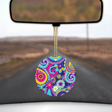 Hot Blue Yellow Pink Paisley Ceramic Ornament