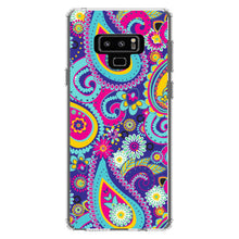 DistinctInk® Clear Shockproof Hybrid Case for Apple iPhone / Samsung Galaxy / Google Pixel - Hot Blue Yellow Pink Paisley