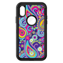 DistinctInk™ OtterBox Defender Series Case for Apple iPhone / Samsung Galaxy / Google Pixel - Hot Blue Yellow Pink Paisley