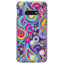 DistinctInk® Clear Shockproof Hybrid Case for Apple iPhone / Samsung Galaxy / Google Pixel - Hot Blue Yellow Pink Paisley