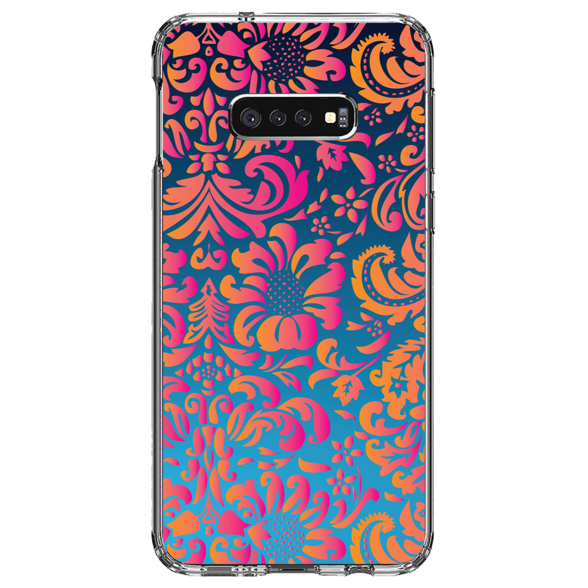 Pink Orange Blue Flower Floral Clear Shockproof iPhone Case, view 18