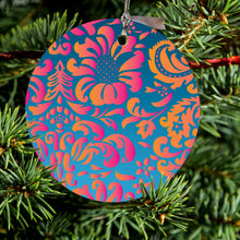 Pink Orange Blue Flower Floral Ceramic Ornament