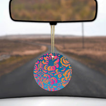 Pink Orange Blue Flower Floral Ceramic Ornament