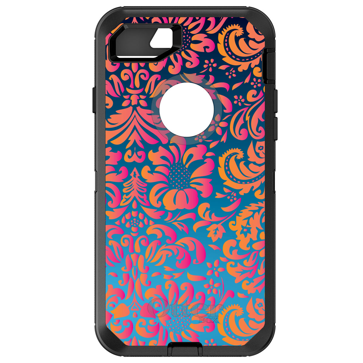 Pink Orange Blue Flower Floral OtterBox Defender Case for iPhone & Galaxy