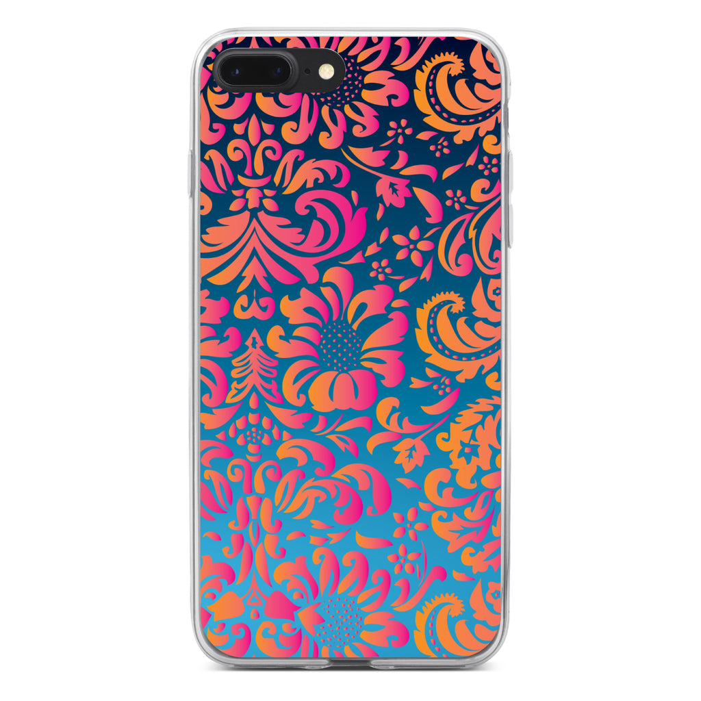 Pink Orange Blue Flower Floral Clear Shockproof iPhone Case, view 6