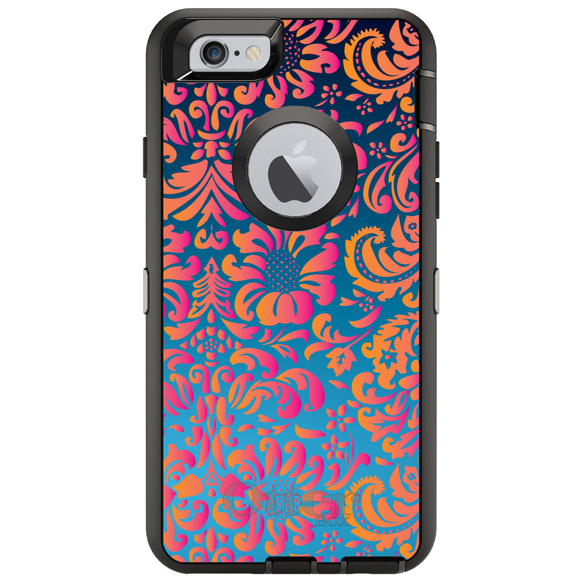 Pink Orange Blue Flower Floral OtterBox Defender Case for iPhone & Galaxy, view 4