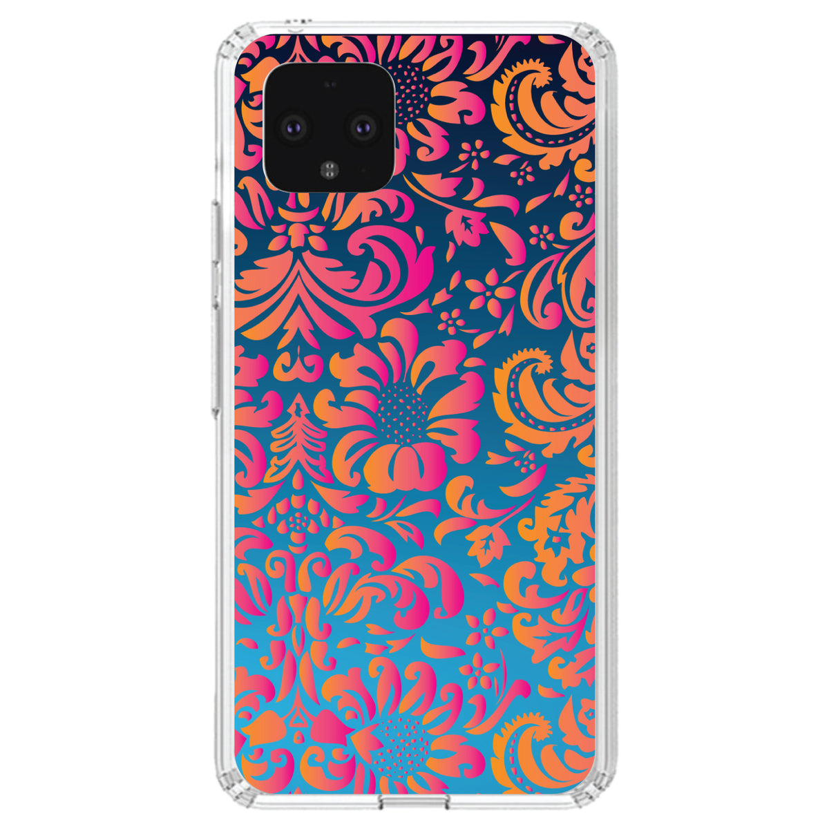 Pink Orange Blue Flower Floral Clear Shockproof iPhone Case, view 24