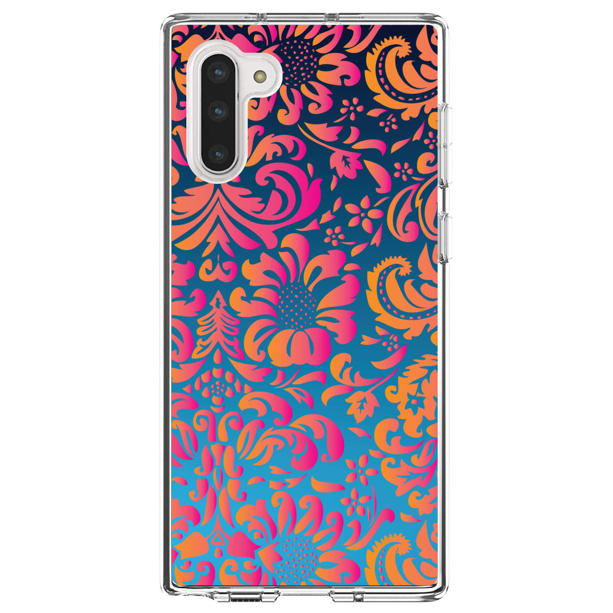 Pink Orange Blue Flower Floral Clear Shockproof iPhone Case, view 9
