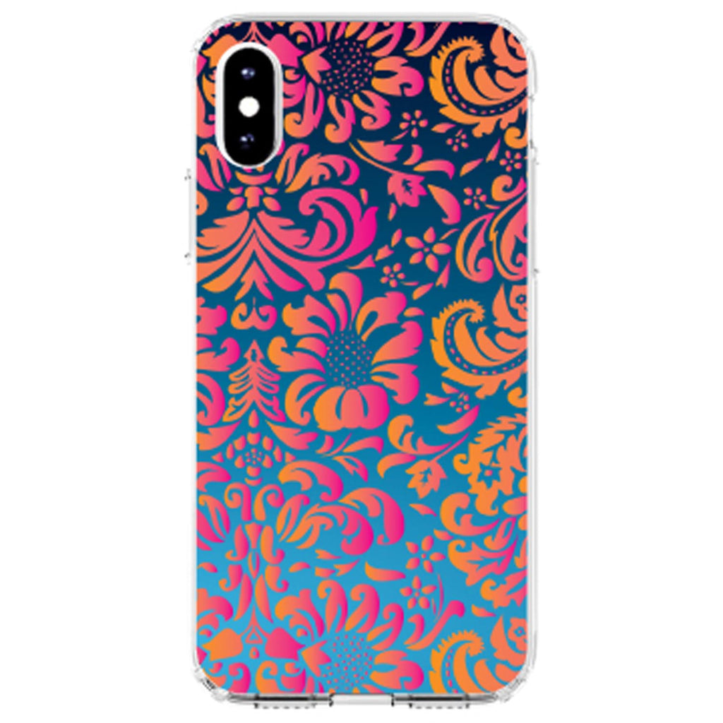 Pink Orange Blue Flower Floral Clear Shockproof iPhone Case, view 3