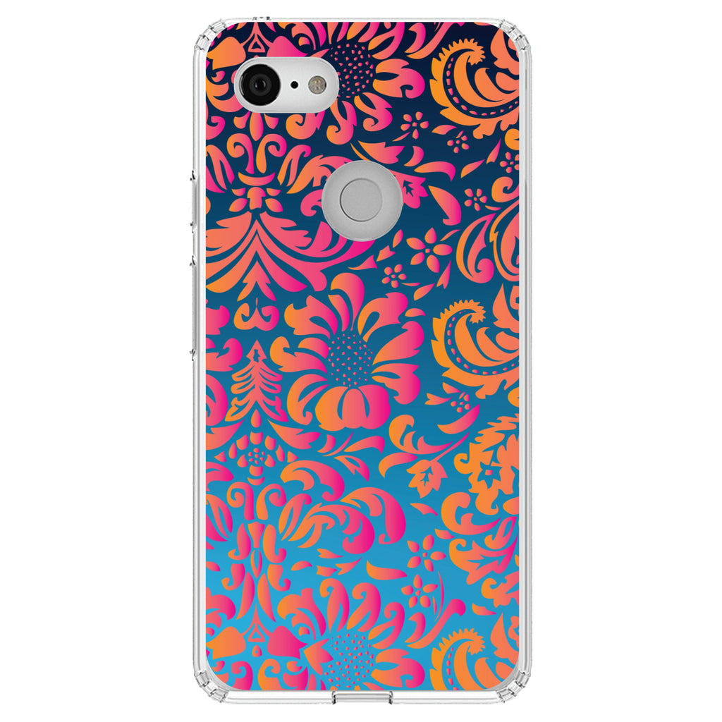 Pink Orange Blue Flower Floral Clear Shockproof iPhone Case, view 21