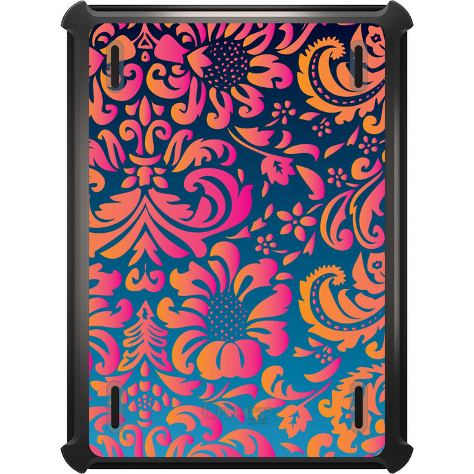 DistinctInk™ OtterBox Defender Series Case for Apple iPad / iPad Pro / iPad Air / iPad Mini - Pink Orange Blue Flower Floral