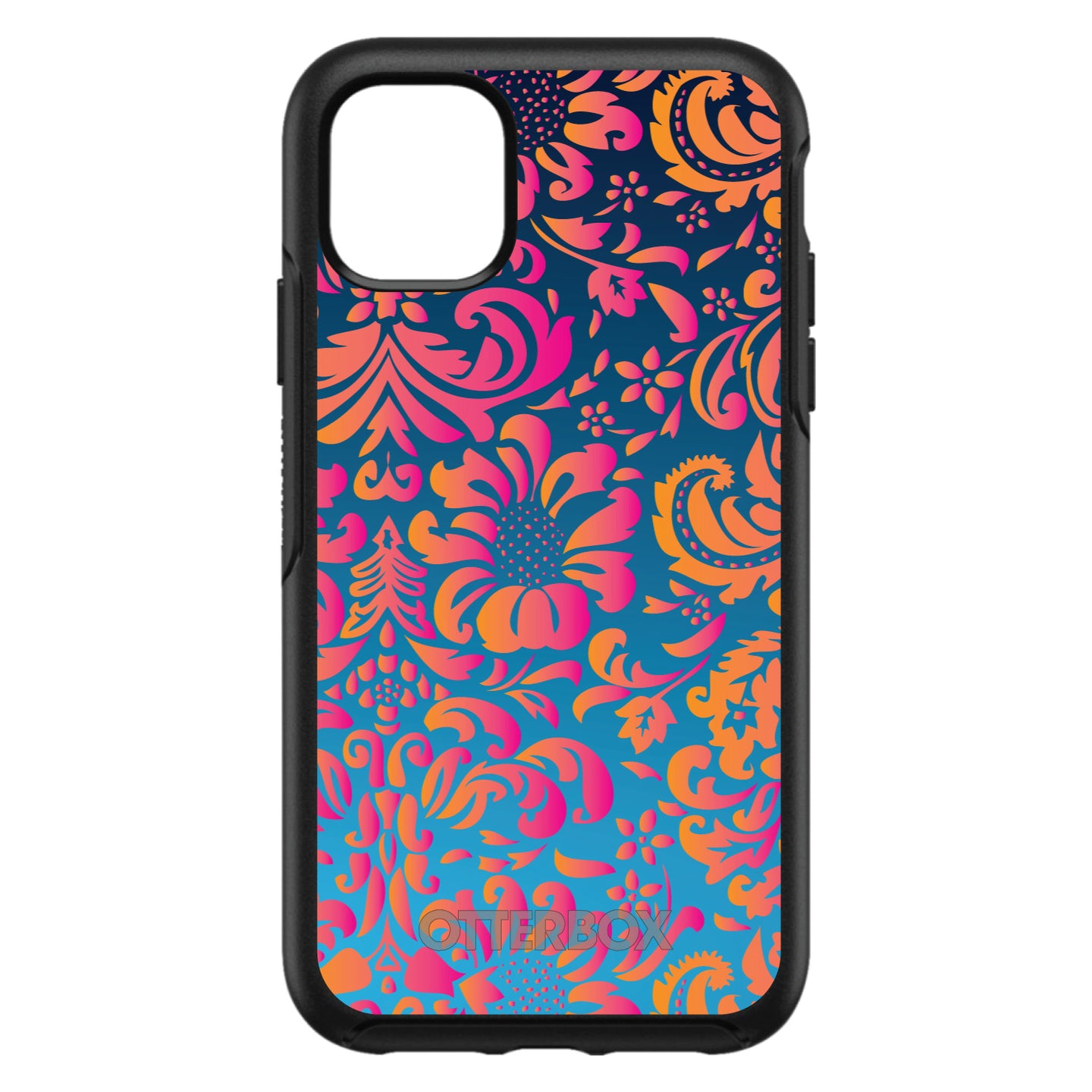 DistinctInk™ OtterBox Symmetry Series Case for Apple iPhone / Samsung Galaxy / Google Pixel - Pink Orange Blue Flower Floral