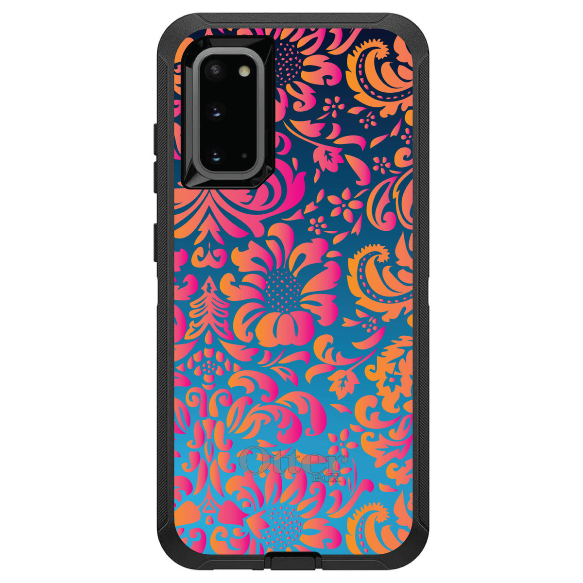 Pink Orange Blue Flower Floral OtterBox Defender Case for iPhone & Galaxy, view 5